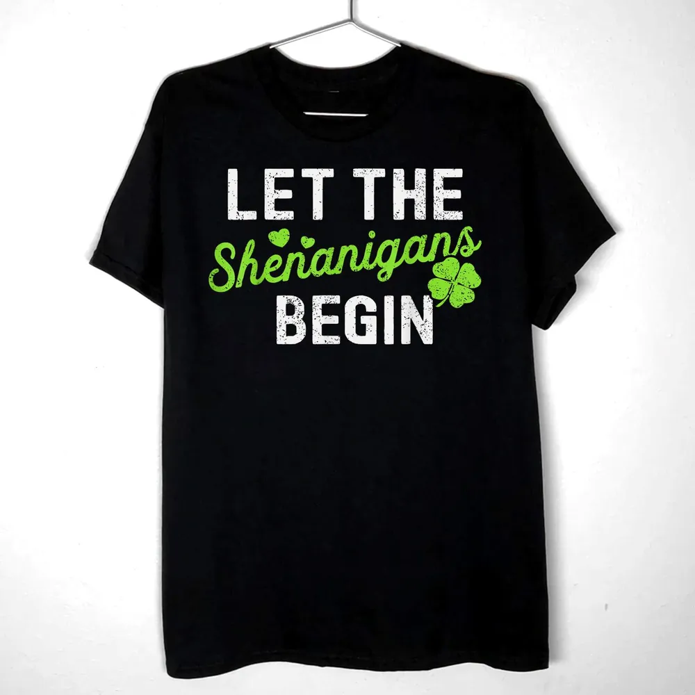 St Patricks Day Teacher Let The Shenanigans Begin Womens Shirt Unisex Standard T-Shirt black s