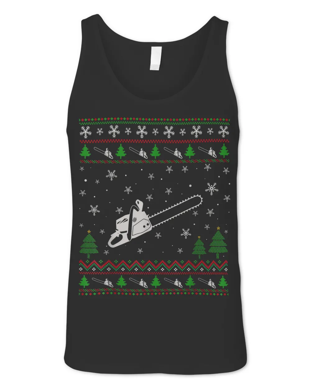 Ugly Christmas Sweater For Chainsaw Lovers Funny Ugly Shirt Unisex Jersey Tank black xs