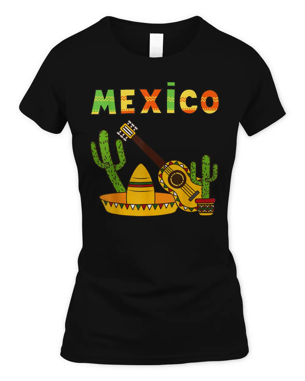 Viva Mexico Boy Girl Maracas Guitar Mexican Independence Art Shirt Women's Soft Style Fitted T-Shirt black s