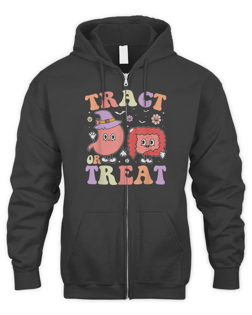Tract Or Treat Endoscopy Nurse Halloween Cute Gastro Crew Shirt Men's Zip Hoodie black s