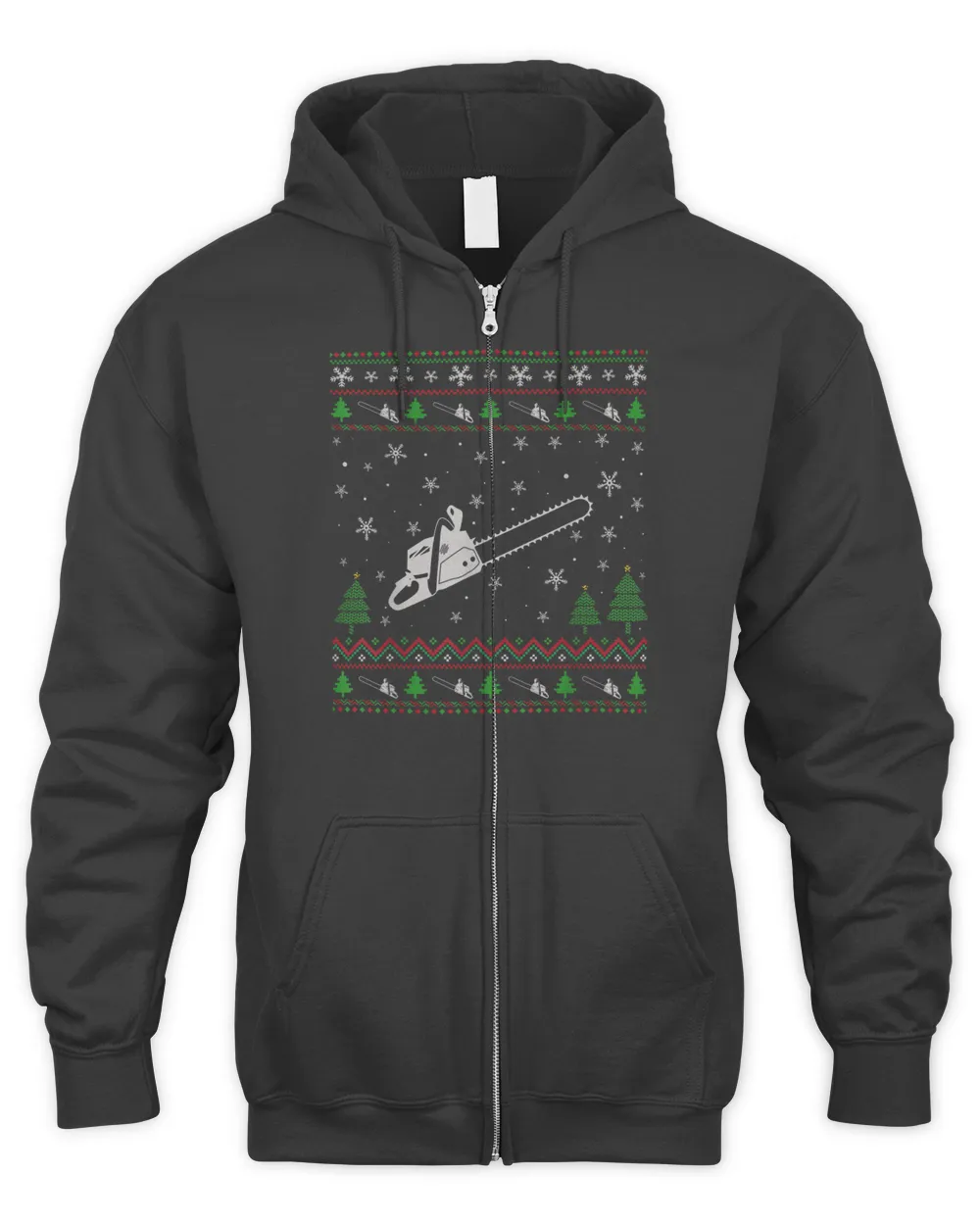 Ugly Christmas Sweater For Chainsaw Lovers Funny Ugly Shirt Men's Zip Hoodie black s