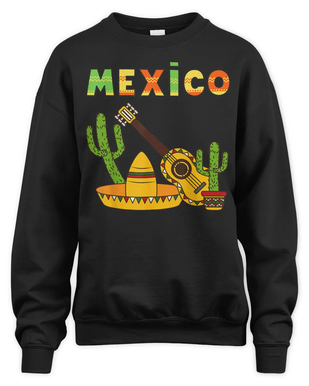 Viva Mexico Boy Girl Maracas Guitar Mexican Independence Art Shirt Unisex Sweatshirt black s