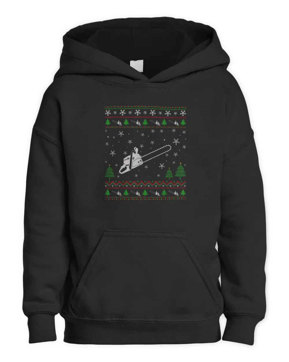 Ugly Christmas Sweater For Chainsaw Lovers Funny Ugly Shirt Kids Pullover Hoodie black xs