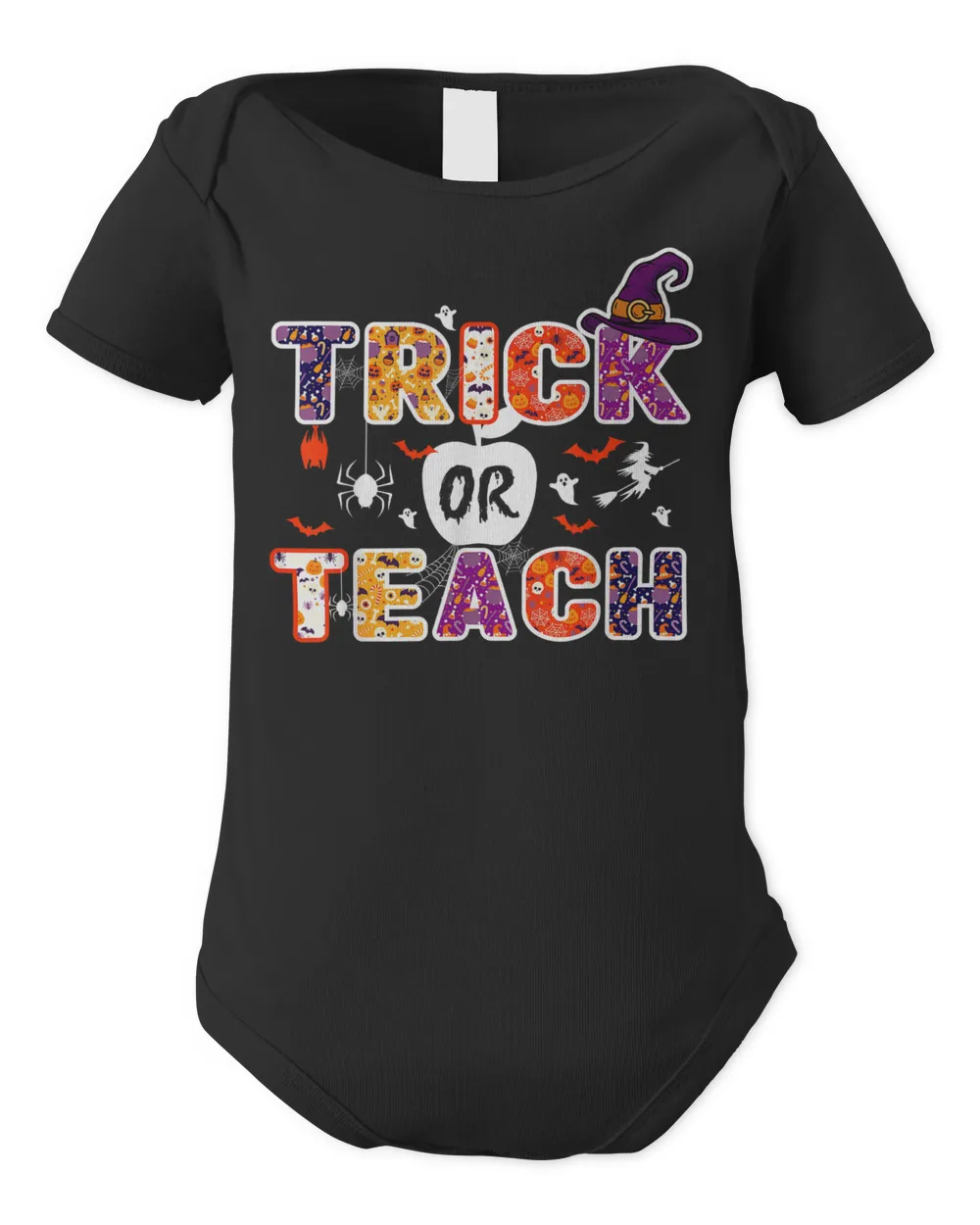 Trick Or Teach Funny Teacher Halloween Costume 2023 Gifts Shirt Infant Short Sleeve Bodysuit black 3m