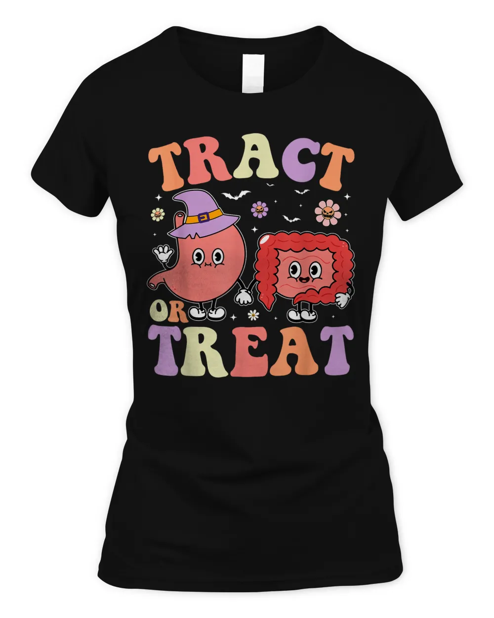 Tract Or Treat Endoscopy Nurse Halloween Cute Gastro Crew Shirt Women's Standard T-Shirt black s