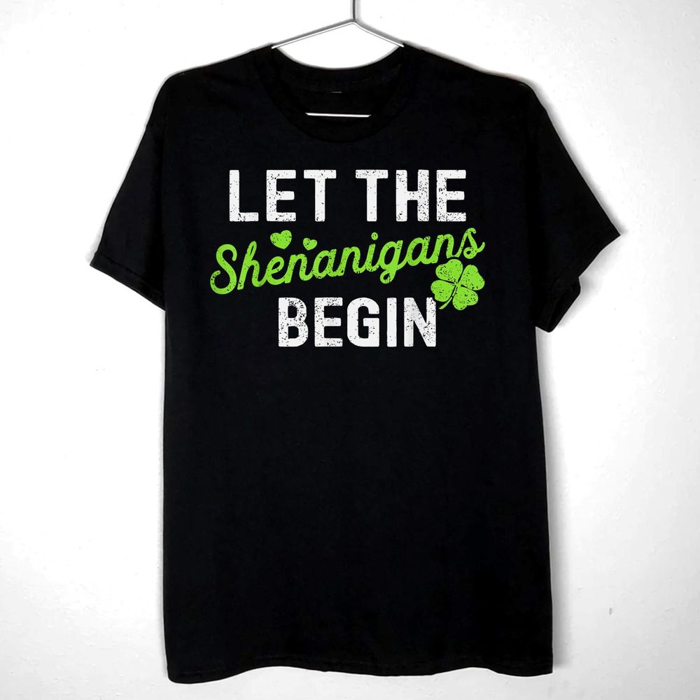 St Patricks Day Teacher Let The Shenanigans Begin Womens Shirt Unisex Standard T-Shirt black s