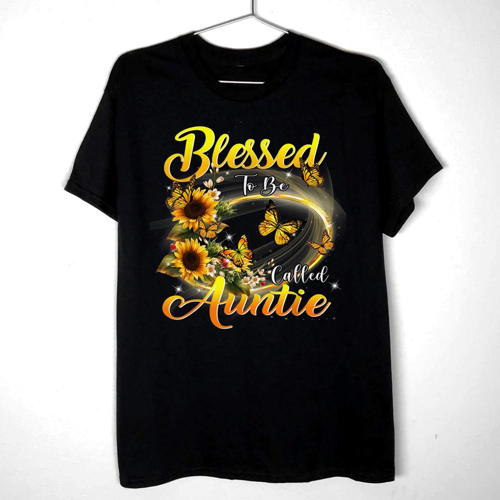 Blessed To Be Called Auntie Shirt Sunflower Lovers Aunt Shirt Unisex Standard T-Shirt black s