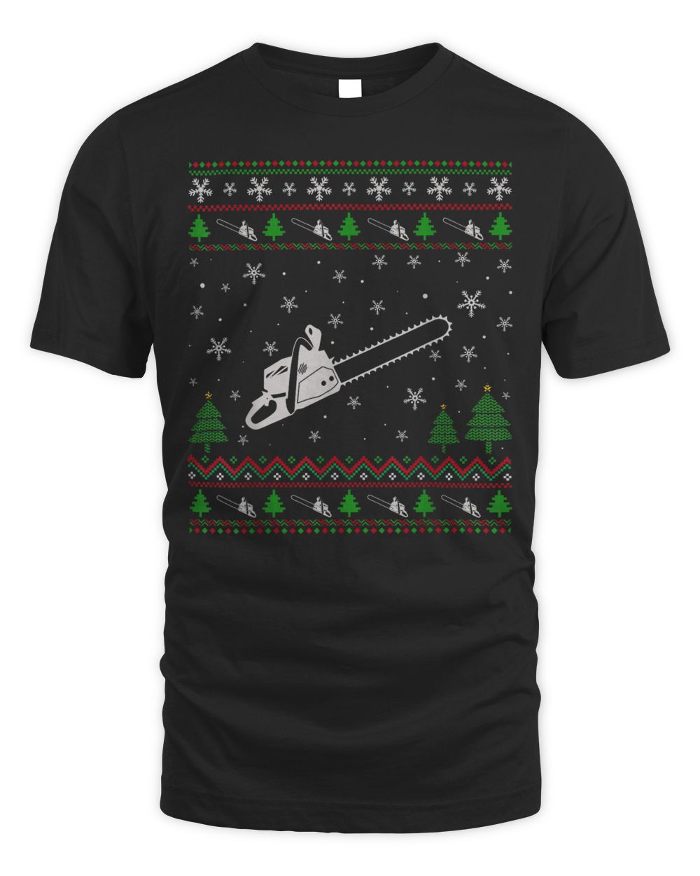 Ugly Christmas Sweater For Chainsaw Lovers Funny Ugly Shirt Unisex Standard T-Shirt black s