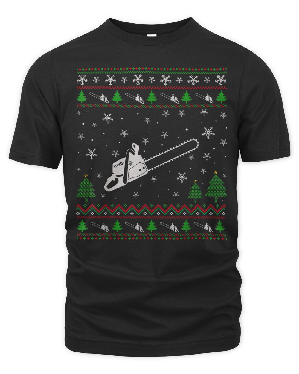 Ugly Christmas Sweater For Chainsaw Lovers Funny Ugly Shirt Unisex Premium T-Shirt black s