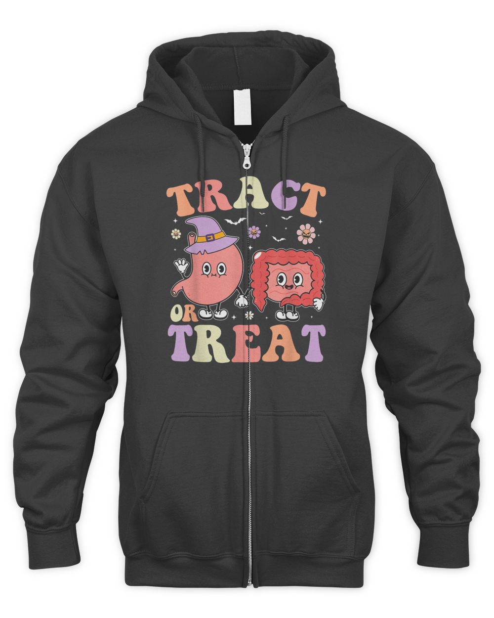 Tract Or Treat Endoscopy Nurse Halloween Cute Gastro Crew Shirt Men's Zip Hoodie black s