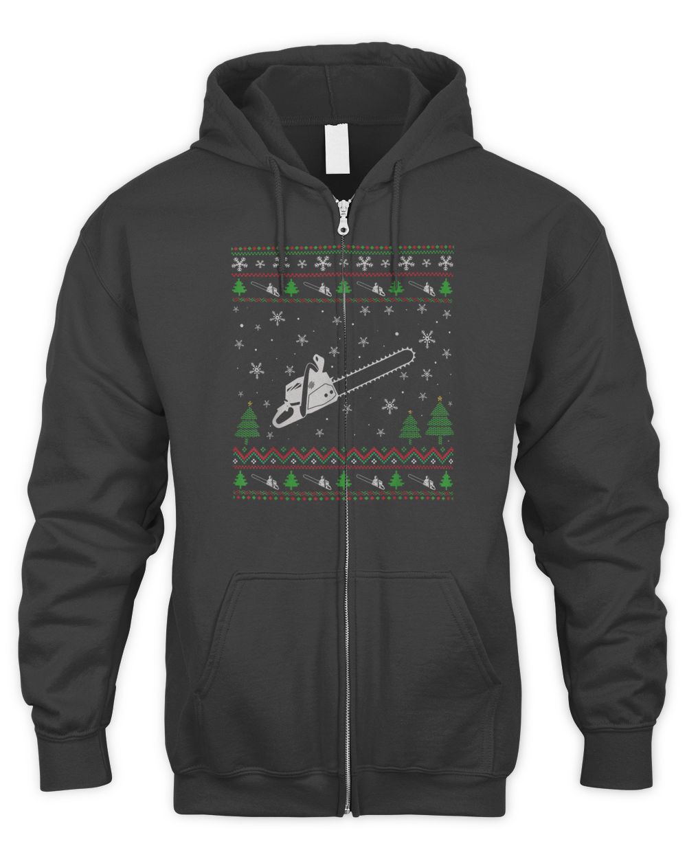 Ugly Christmas Sweater For Chainsaw Lovers Funny Ugly Shirt Men's Zip Hoodie black s