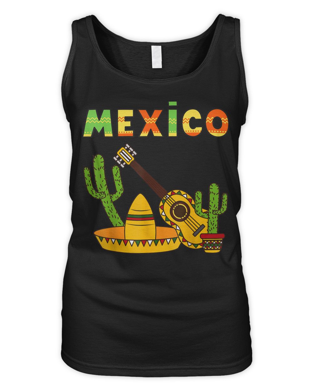 Viva Mexico Boy Girl Maracas Guitar Mexican Independence Art Shirt Women's Tank Top black s
