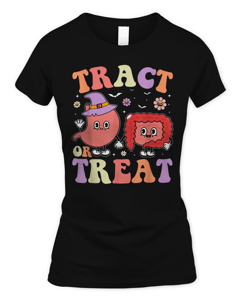 Tract Or Treat Endoscopy Nurse Halloween Cute Gastro Crew Shirt Women's Standard T-Shirt black s