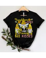 Sunflower And Honey Bee Kisses Three Gnomes Sunflowers Lover Shirt Unisex Standard T-Shirt black s