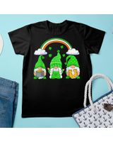 St Patricks Day Gnomes Shirt Shamrock Gnome Kids Women Girls Shirt Unisex Standard T-Shirt black s