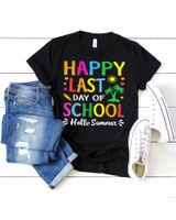 Happy Last Day Of School Shirt Hello Summer Teacher Student Shirt Unisex Standard T-Shirt black s